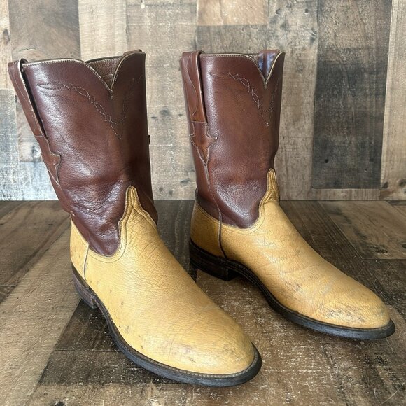 Lucchese Classics L8013 Roper Ostrich Western Cowboy Boots Mens 9 D - Picture 3 of 12